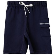 Resim Penye Kargo Cepli Şort Lacivert 