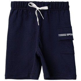 Resim Penye Kargo Cepli Şort Lacivert 