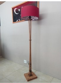 Resim Ahşap Ayaklı Lambader Bordo 