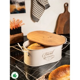 Resim Tahta Kapaklı Metal Ekmeklik, Ahşap Kapaklı Ekmeklik (Bread Baskılı) 