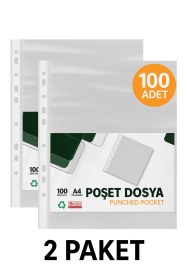 Resim Şeffaf Poşet Dosya 100'lü - 2 Paket - Delikli, Klasör Uyumlu A4 2 Adet 