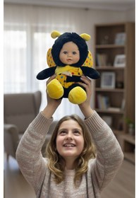 Resim Sevimli Bebek Yüzlü Arı Peluş Oyuncak Arı Kostümlü Bebek 25 Cm - Yumuşak Uyku Arkadaşı Hediyelik Sarı 