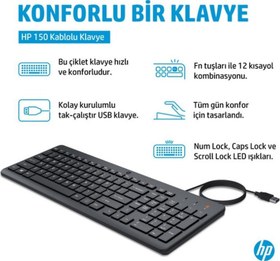 Resim 150 664R5AA Siyah Kablolu Klavye Number Lock,Caps Lock ve Scroll Lock Göstergeleri 