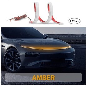Resim Xinfok Led Araba Kaput Işıkları Şerit Evrensel Oto Dekoratif Atmosfer Lambaları Yellow 200cm 78 İnch 1 Piece Set 