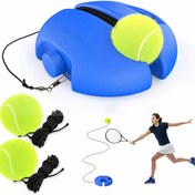 Resim Sağlam Tabanlı Ağır Hizmet Tenis Topu Fırlatıcı Eğitici - Taşınabilir Tenis Antrenman Makinesi, Esnek Kordonlu, Tekli Eğitim için Başlangıç ve Profesyoneller İçin - Kapalı/Açık Alan Tenis Ekipmanı (Mavi), Entegre Tutma Yeri, Aşınmaya Dayanıklı Yapı, Kompakt Tasarım, Sağlam Yapı, Profesyonel Sporcular 