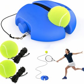 Resim Sağlam Tabanlı Ağır Hizmet Tenis Topu Fırlatıcı Eğitici - Taşınabilir Tenis Antrenman Makinesi, Esnek Kordonlu, Tekli Eğitim için Başlangıç ve Profesyoneller İçin - Kapalı/Açık Alan Tenis Ekipmanı (Mavi), Entegre Tutma Yeri, Aşınmaya Dayanıklı Yapı, Kompakt Tasarım, Sağlam Yapı, Profesyonel Sporcular 
