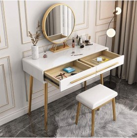 Resim ARVELL Ahşap Inci Beyaz Makyaj Masası 