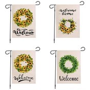 Resim Hfambition Çift Taraflı Baskılı Yaprak Çiçekli Linen Bahçe Bayrağı - Doğal Desenli, Dayanıklı, Dış Mekan Dekoru, Özel Tasarım Olanaklı 