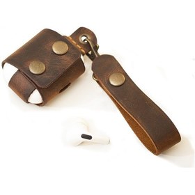 Resim Airpods Pro Deri Kılıf - El Yapımı & Gerçek Deri - Camel 