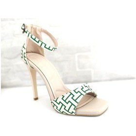 Resim Kadın İnce Topuklu Abiye Ayakkabı Yeni Sezon İnce Bantlı 10 Cm Siyah Yeşil Yeşil 