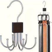 Resim Ahşap & Metal Kemer Askısı - Kemerler, Sütyenler, Yelekler, Kravatlar ve Eşarplar için Çok Fonksiyonlu Dolap Düzenleyici Paslanmaz Çelik Kancalarla - Şık Gardırop Düzenlemesi için Yer Tasarruflu Tasarım, Çok Yönlü Depolama | Modern Düzenleyici | Ahşap Taban 