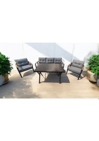 Resim Pimango Pi Elize Bahçe Balkon Mobilyası Gri 3+1+1 Ve Perla Masa Gri 