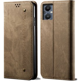 Resim Eabhulie Oneplus N20 5g Için Retro Kot Deri Flip Cüzdan Standlı Kılıf Kapaklı - Haki (Yurt Dışından) 