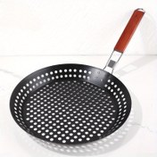 Resim 1 adet Katlanabilir Tutmaçlı Döner Izgara Tenceresi - Dış Mekan Pişirme için Yapışmaz BBQ Izgara, Dengeleyici Isı Dağılımı, Dayanıklı ve Temizlemesi Kolay, Etler, Sebzeler ve Daha Fazlası için Mükemmel, Izgara Aksesuarları 