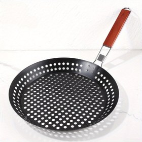 Resim 1 adet Katlanabilir Tutmaçlı Döner Izgara Tenceresi - Dış Mekan Pişirme için Yapışmaz BBQ Izgara, Dengeleyici Isı Dağılımı, Dayanıklı ve Temizlemesi Kolay, Etler, Sebzeler ve Daha Fazlası için Mükemmel, Izgara Aksesuarları 