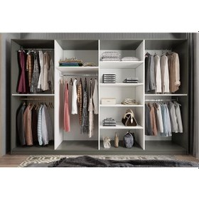 Resim Terra 8 Kapaklı Dolap Gardırop Füme Beyaz Ücretsiz Kurulum 