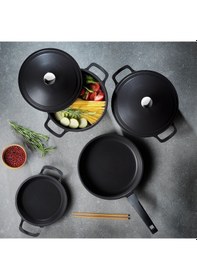 Resim Schafer Pro Cast Döküm Basık Tencere Siyah 26 CM 