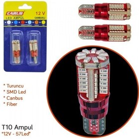 Resim Carub 12v T10 Ampul 57 Led Smd Fiber Canbus Turuncu Br0405563 