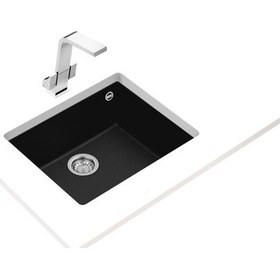 Resim Teka Square 50.40 Tg Tezgahaltı Siyah Granit Mutfak Eviyesi 