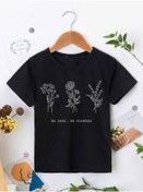 Resim VASK Unisex Rahat Kalıp Pamuklu Baskılı Siyah Çocuk T-shirt 