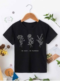 Resim VASK Unisex Rahat Kalıp Pamuklu Baskılı Siyah Çocuk T-shirt 