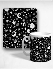 Resim HobiShop(8357) Little Stars Oval Bilek Destekli Mouse Pad Ve Kupa Bardak Seti Renkli 