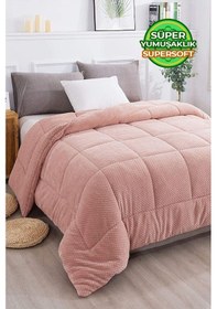 Resim Ultra Yumuşak Tek Kişilik Çift Taraflı Wellsoft Peluş Yorgan Yıkanabilir 160x220 Pudra Pudra 
