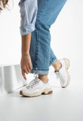 Resim Getcho Dennise Kadın Kalın Taban Beyaz Spor Ayakkabı Rahat Günlük Yürüyüş Sneaker Bağcıklı Model 