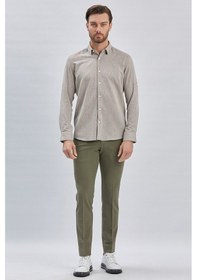 Resim Koyu Kahverengi Kısalabilir Kollu Armürlü Biritli Yaka Casual Slim Fit Dar Kesim Gömlek 1004240202-koyu Kahverengi 