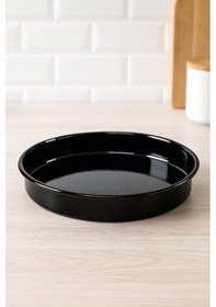 Resim 42 Cm Siyah Emaye Yuvarlak Fırın Tepsisi Dayanıklı, Kolay Temizlenebilir, Sağlıklı Pişirme Siyah 