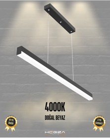 Resim Magro 120cm Siyah Kasa, Doğal Beyaz Işık Modern Sarkıt Led Avize Siyah 