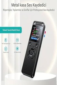 Resim HS-32 Profesyonel Metal Ses Kayıt Cihazı 96GB Çift Hoparlör, Kristal Mikrofon, Gürültü Azaltma, Siyah 