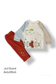 Resim Baby Code Bebek Safari Alt Üst Unisex 2 Li Takım Stay Cool Animals Pijama 