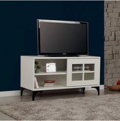 Resim PASİFİC HOME Revival Metal Ayaklı Sürgülü Tv Ünitesi, 100 Cm, Beyaz 