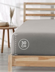 Resim %100 Pamuklu Tek/çift Kişilik Lastikli Çarşaf Fitted Jersey Penye Çarşaf Vizon 