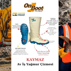 Resim Onboot Onboot Uzun Soğuk Sıcak Geçirmez,su Geçirmez Kaymaz Tabanlı Iş Av ve Yağmur Çizmesi 1001 