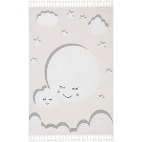 Resim Sparkle Krem Gri Anne Çocuk Bulut Figürlü Çocuk Odası Halısı 133x Gri 