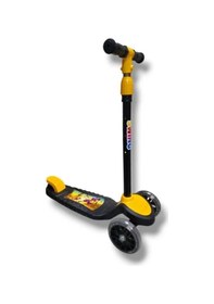 Resim Işıklı 3 Tekerlekli Çocuk Scooter 3 Kademeli Yükseklik Ayarı - Sarı Çok Renkli 