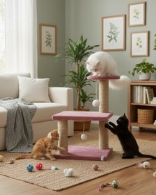 Resim Reyo Pet Katlı Yavru Kedi Tırmalama Tahtası Gül Kurusu 