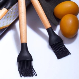 Resim Siyah Bambu Saplı Silikon Yumurta Fırçası, Tek Adet 