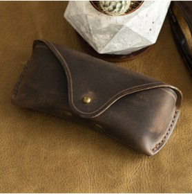 Resim Hi Leather Pitho Deri Gözlük Kılıfı Kestane 