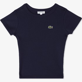 Resim Lacoste Çocuk Bisiklet Yaka Lacivert T-Shirt 