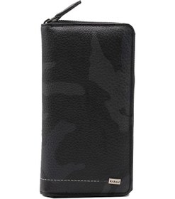 Resim Hakiki Deri Siyah Kamuflaj Telefon Bölmeli Cüzdan Haki 
