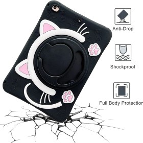 Resim TEKNETSTORE Apple Ipad 8. ve 9. Nesil 10.2 Inç 2020 / 2021 Uyumlu Kedi Kılıf Standlı Eğlenceli Koruma 