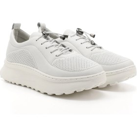 Resim Gönderi(R) Gönderi R Kadın Beyaz Lastik Bağcıklı Comfort Dolgu Taban Hakiki Deri Sneaker Ddza73845191 Beyaz 