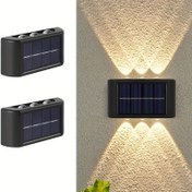 Resim Güneş enerjili duvar lambaları, 1 adet dış mekan 6LED çatı ışıkları, avluları, sokakları, çitler ve bahçeleri dekore etmek için mükemmel olan duvar lambaları 