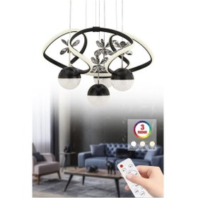 Resim İstanbul Avize Rodin Siyah Kumandalı 3 Renk Ledli Kristal Taşlı Led Avize Siyah 