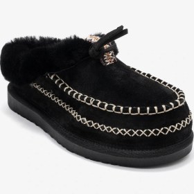 Resim Luvishoes Luvi Shoes Norıel Siyah Süet Hakiki Deri Dikişli Kürklü Kadın Makosen Terlik Siyah 