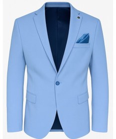 Resim Açık Mavi Erkek İtalyan Kesim Tek Düğmeli Blazer Ceket Günlük Ve Şık Kombinler İçin Açık Mavi 