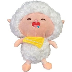 Resim Sevimli Uyku Arkadaşım Kuzu Peluş Oyuncak 25 Cm Beyaz 